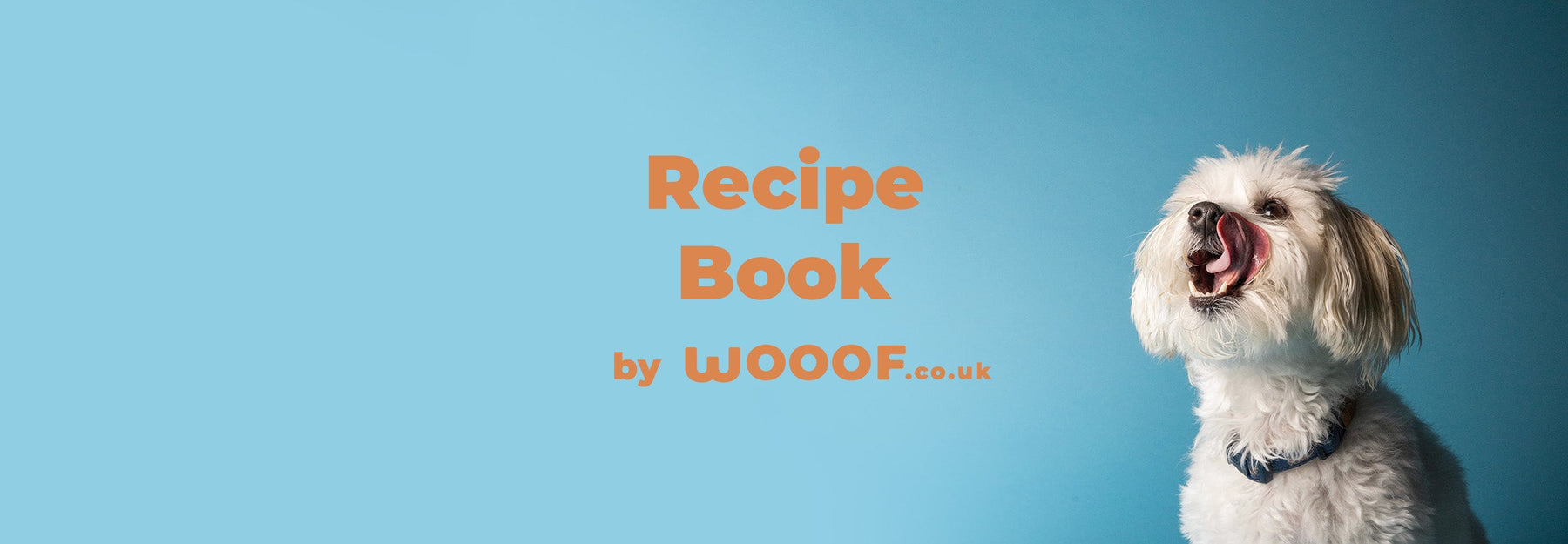 Recipe Book Banner with a dog excitingly licking it's mouth