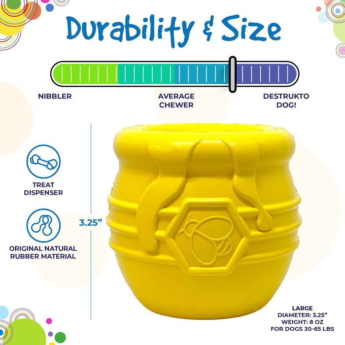 NEW! Honey Pot 2.0 Large Durable Rubber Treat Dispenser & Enrichment Toy Bundle for Dogs