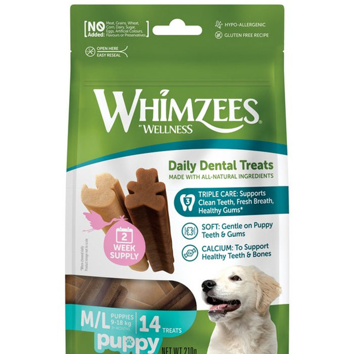 Whimzees Puppy Dental Dog Treats M/L - 14 sticks