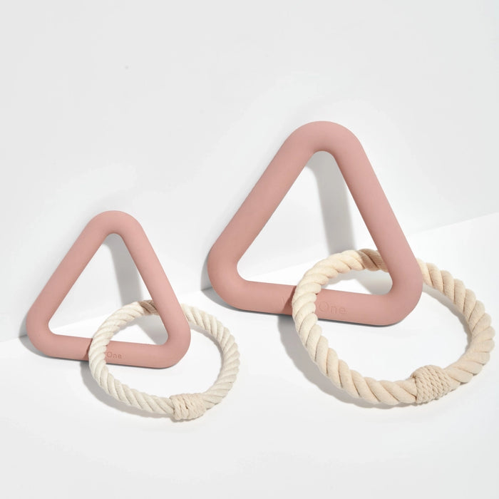 Triangle Rubber & Cotton Rope Tug Chew Toy for Dogs - 2 Colours / Sizes