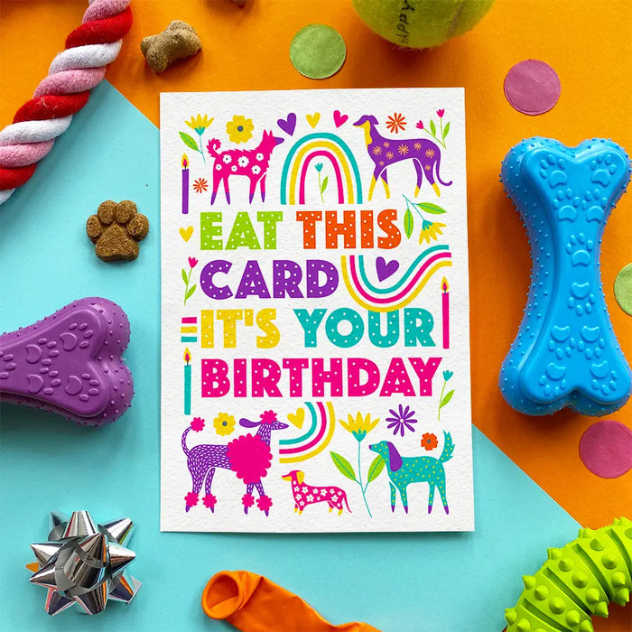 "Eat this card - It's your Birthday" Bacon Flavoured Edible Card for Dogs