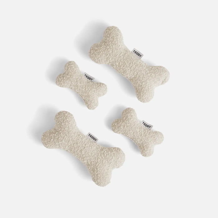 White Boucle Fabric Bone Shaped Dog Toy
