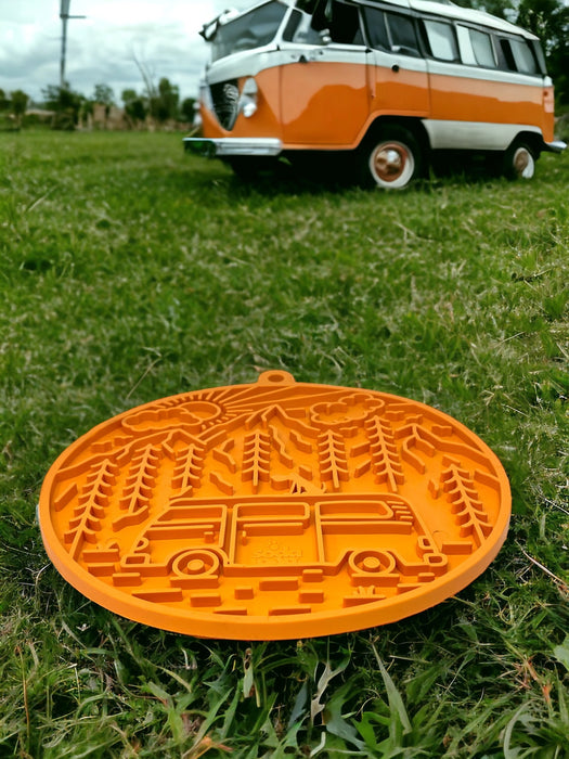 Camper Van Camping Design Enrichment Lick Mat with Suction Cups for Dogs