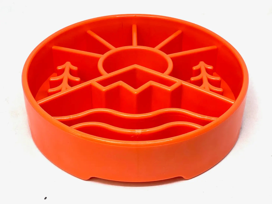 Great Outdoors Design Ebowl Enrichment Slow Feeder Bowl For Dogs - Orange and Green