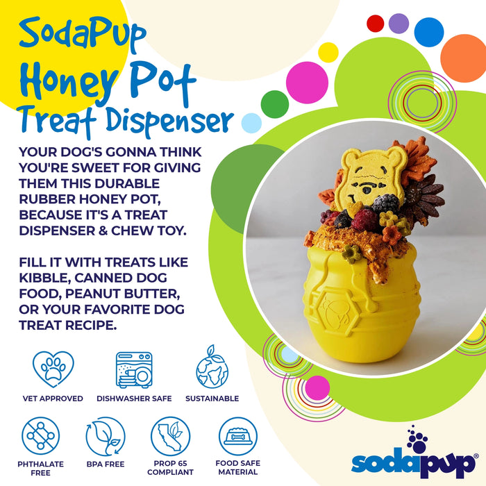 NEW! Honey Pot 2.0 Large Durable Rubber Treat Dispenser & Enrichment Toy for Dogs
