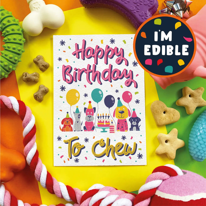 "Happy Birthday to Chew" Bacon Flavoured Edible Card for Dogs