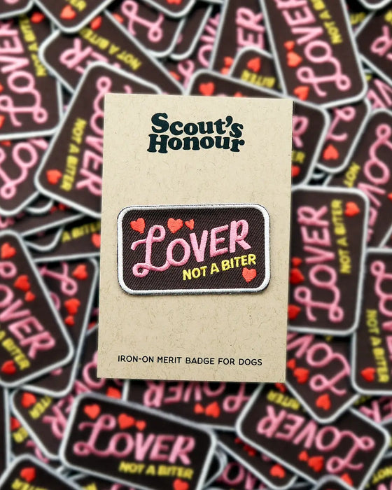 "Lover not a Biter" Iron-On Patch Dog Accessory