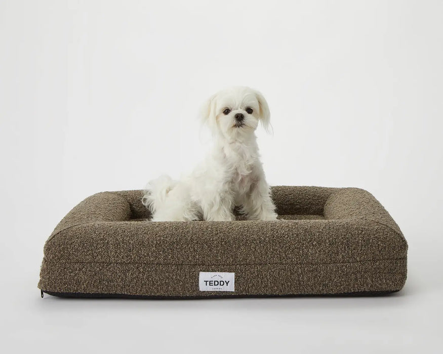 Khaki Boucle Fabric Bed for Dogs - S/M/L