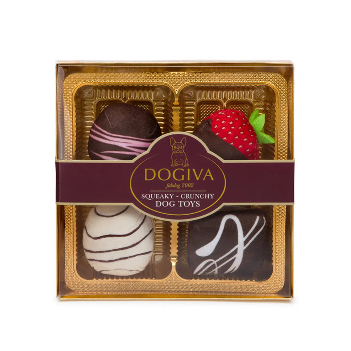 "Dogiva Box of Chocolates" Soft Squeaky Dog Toys