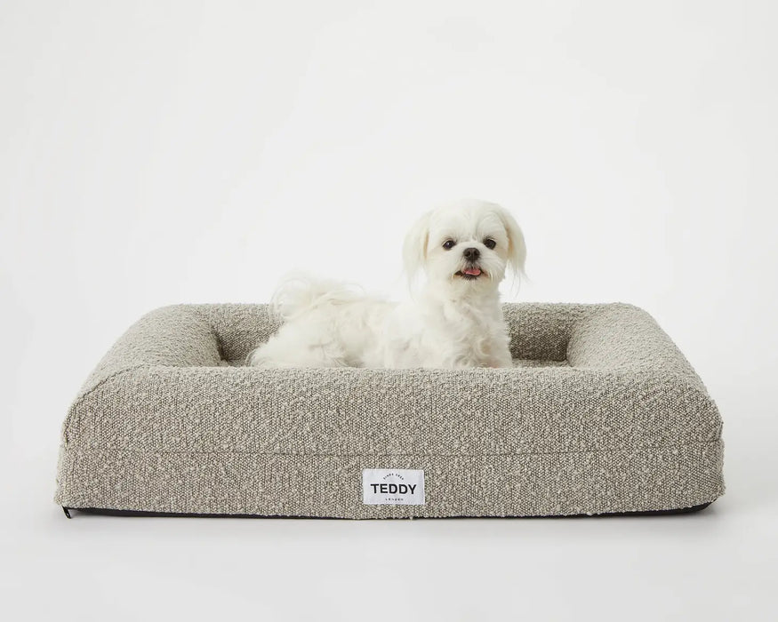 Grey Boucle Fabric Bed for Dogs - S/M/L