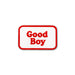 Scouts Honour "Good Boy" iron-on badge with red text and a white background.
