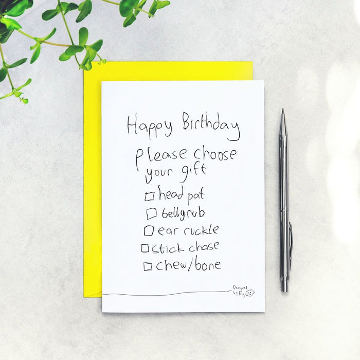 Choose Your Gift - Funny Birthday Card From The Dog