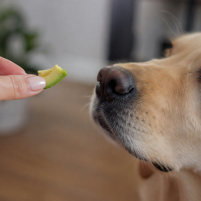 dog with avocado