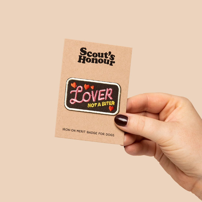Scout's Honour, Lover Not a Biter, Iron-On Patch for Pets
