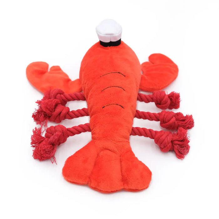 Luca the Lobster "Playful Pal" Squeaky, Crinkly, Soft Rope Toy for Dogs