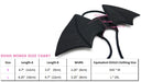 Black dog wings with measurement chart on a white background