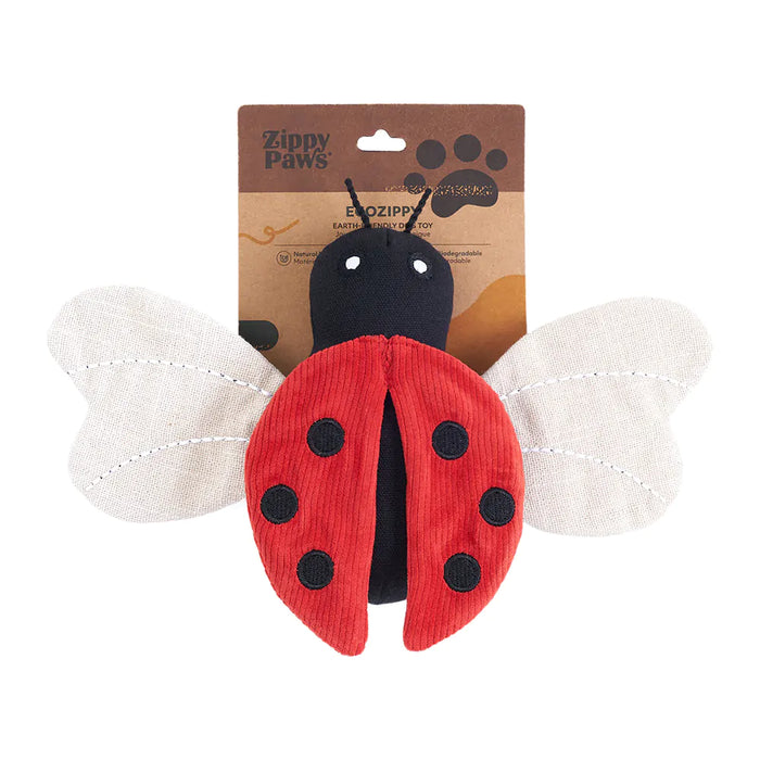 "Ecozippy" Ladybug Corduroy Critter Dog Toy