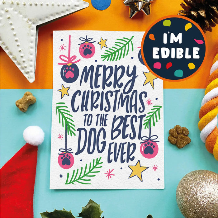 "Merry Christmas to the Best Dog Ever" Bacon Flavoured Edible Card