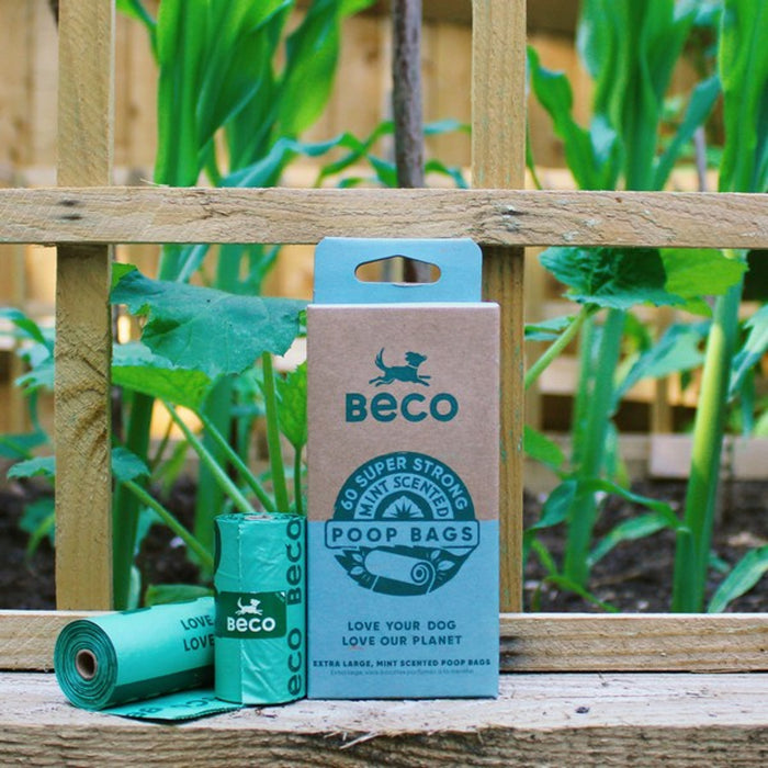 Beco Mint Scented Poop Bags with Handles - Big, Strong & Leak Proof