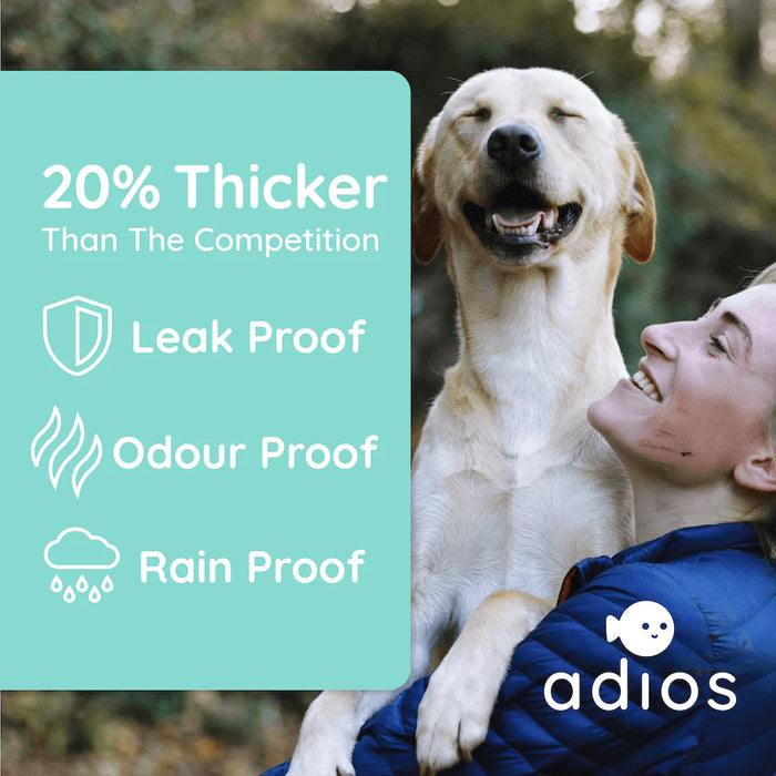 Adios Plastic Compostable Dog Poo Bags - 8 Rolls / 120 Bags