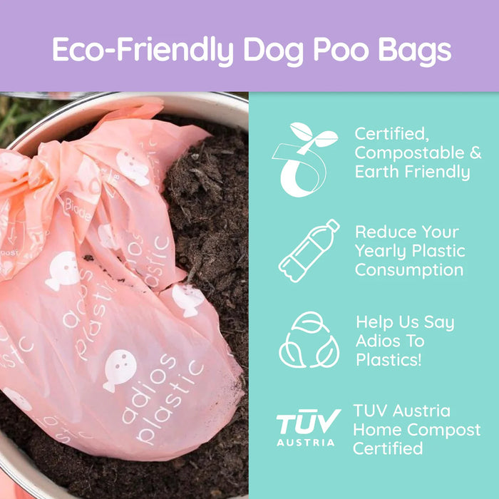 Adios Plastic Compostable Dog Poo Bags - Rainbow