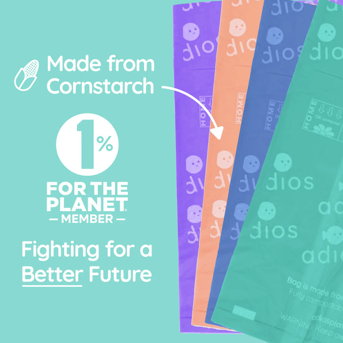 Adios Plastic Compostable Dog Poo Bags - Rainbow