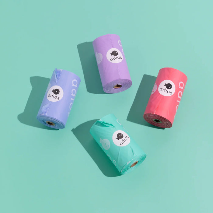 Adios Plastic Compostable Dog Poo Bags - Rainbow