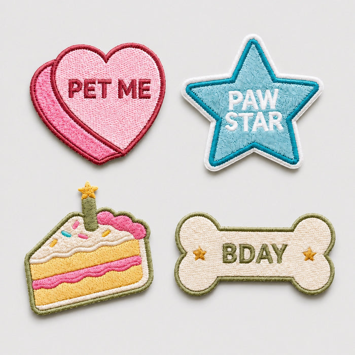 Nooee Pet Birthday Dog Gift, Peel & Stick Embroidered Patch Set