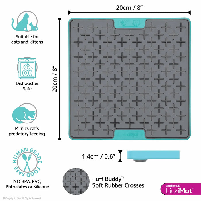 LickiMat TUFF Buddy Cat Lick Mat - Turquoise
