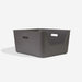 Dark gray rectangular storage bin with handles on a white background