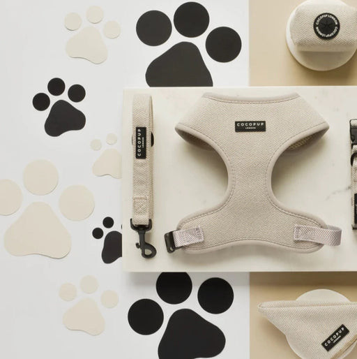 Cocopup London Tweed Dog lead - Brown  flatlay of whole range