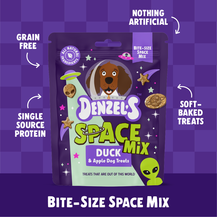 Denzel's NEW! Bites - Space Mix Duck & Apple Dog Treats - 90g