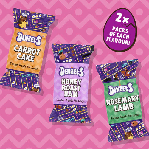 Denzel's Giant Easter Egg Dog Gift - 6 bags of 3 Flavours