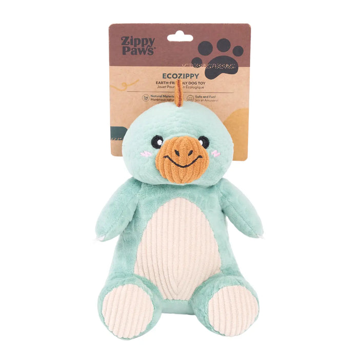 Stegosaurus dog toy on a white background