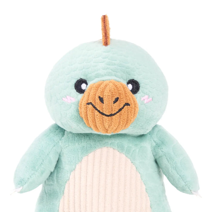 Stegosaurus dog toy on a white background