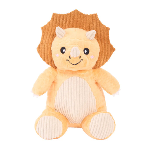 Plush toy with a Triceratops design on a white background
