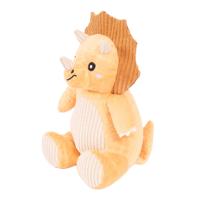 Plush toy with a triceratops design on a white background