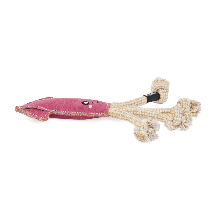 Ecozippy Suede and Rope Buddies - Squid Dog Toy