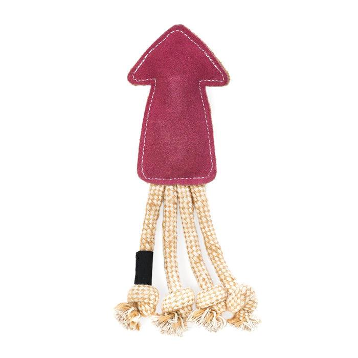 Ecozippy Suede and Rope Buddies - Squid Dog Toy