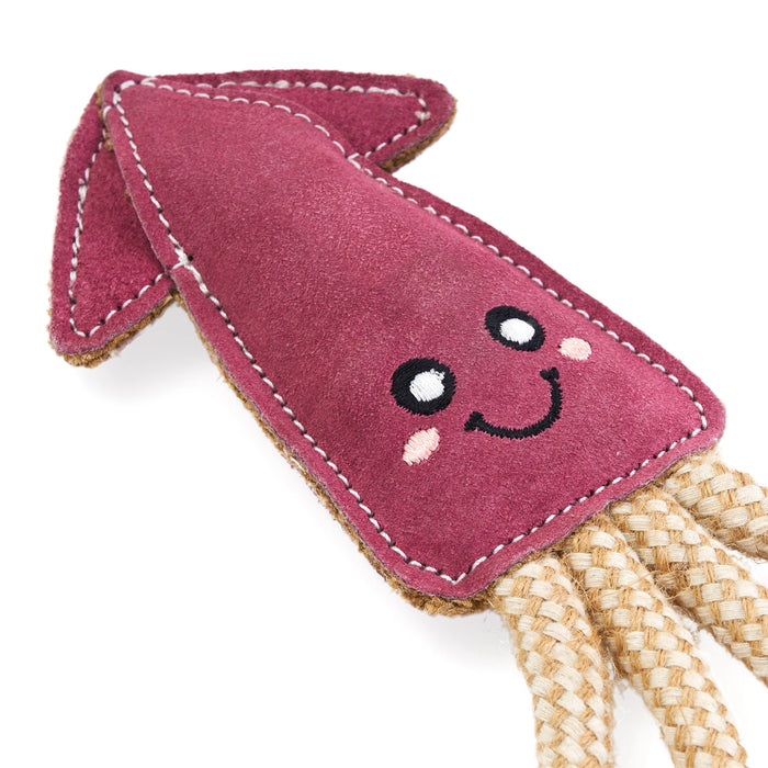 Ecozippy Suede and Rope Buddies - Squid Dog Toy