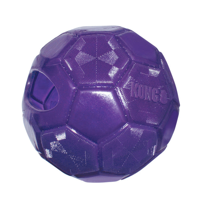 Purple KONG dog toy on a white background