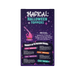 A product packaging card for 'Magical Halloween Toppers' by The Spooky Elixir, featuring a dark purple background with whimsical text, illustrations of a potion bottle and cauldron, and a section detailing the contents inside.