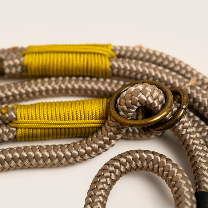INU NO SEKAI Tan Oyster Yellow Slip Lead - Rope & Antique Brass