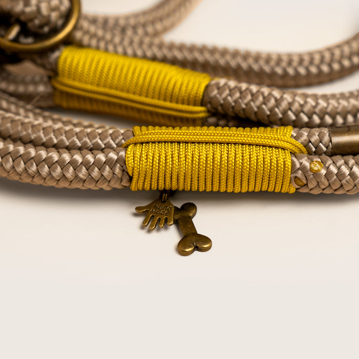 INU NO SEKAI Tan Oyster Yellow Slip Lead - Rope & Antique Brass