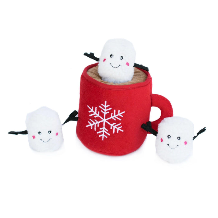 Christmas Enrichment Burrow Soft Squeaky Dog Toy - Hot Cocoa with Marshmallows