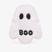 White ghost-shaped plush toy with 'BOO' text on a white background