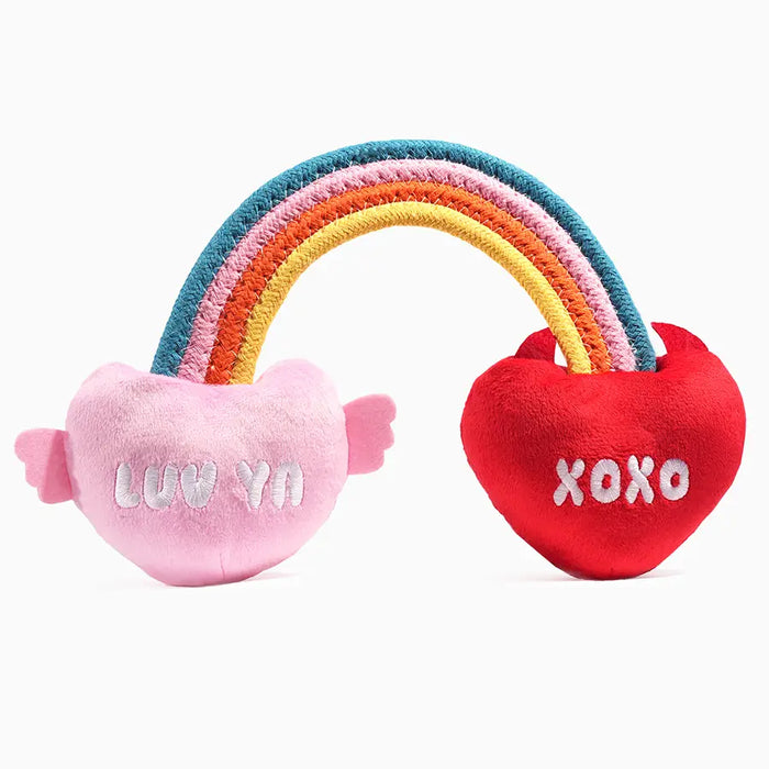 Hugsmart Pet Woof Love Rope Dog Toy - Rainbow Heart
