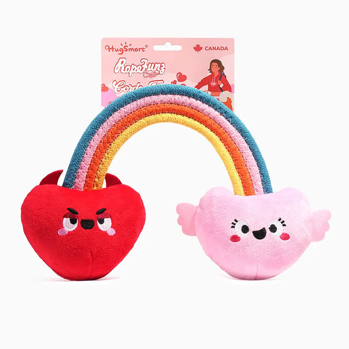 Hugsmart Pet Woof Love Rope Dog Toy - Rainbow Heart