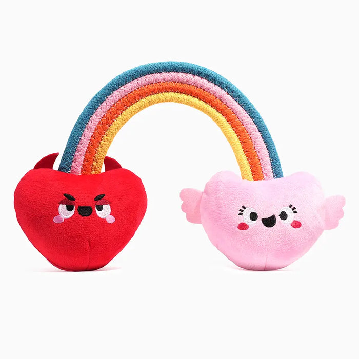 Hugsmart Pet Woof Love Rope Dog Toy - Rainbow Heart