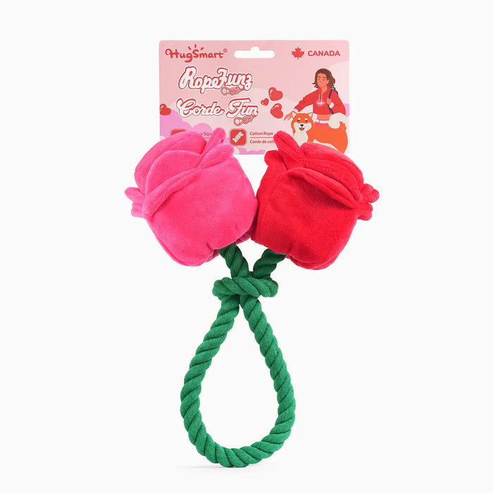 Hugsmart Pet Woof Love Dog Rope Toy - Valentine's Day Roses